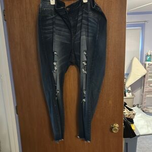 Women's Distressed Blue Jeans